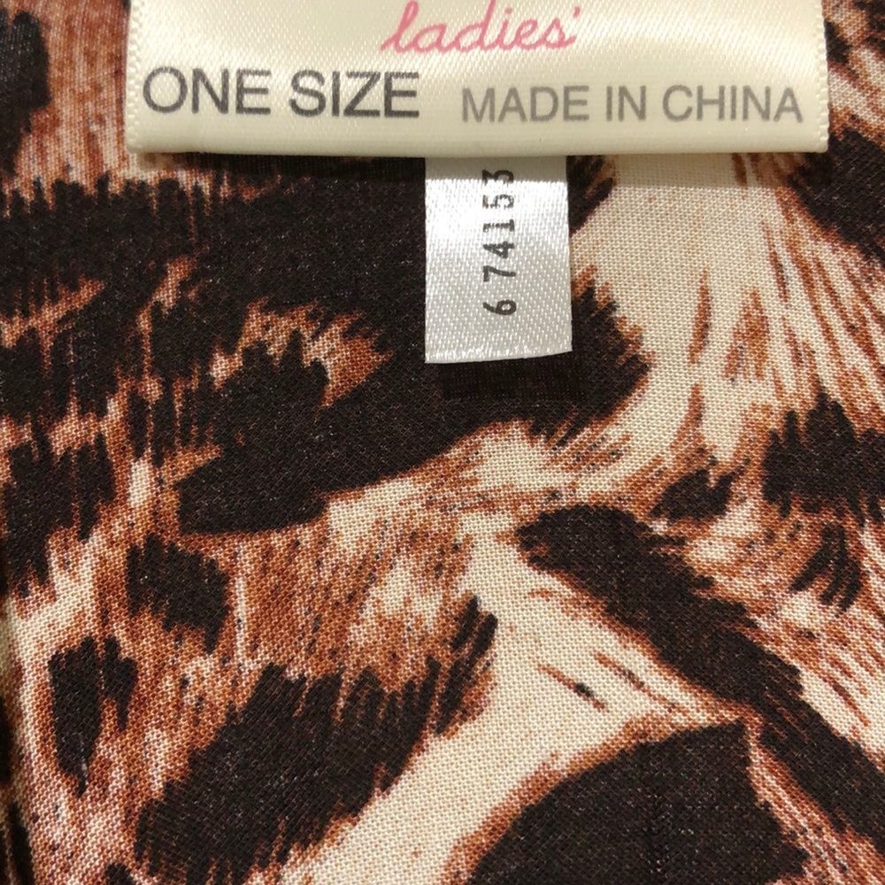Ladies Leopard Print Fringe Open Front Wrap - image 2